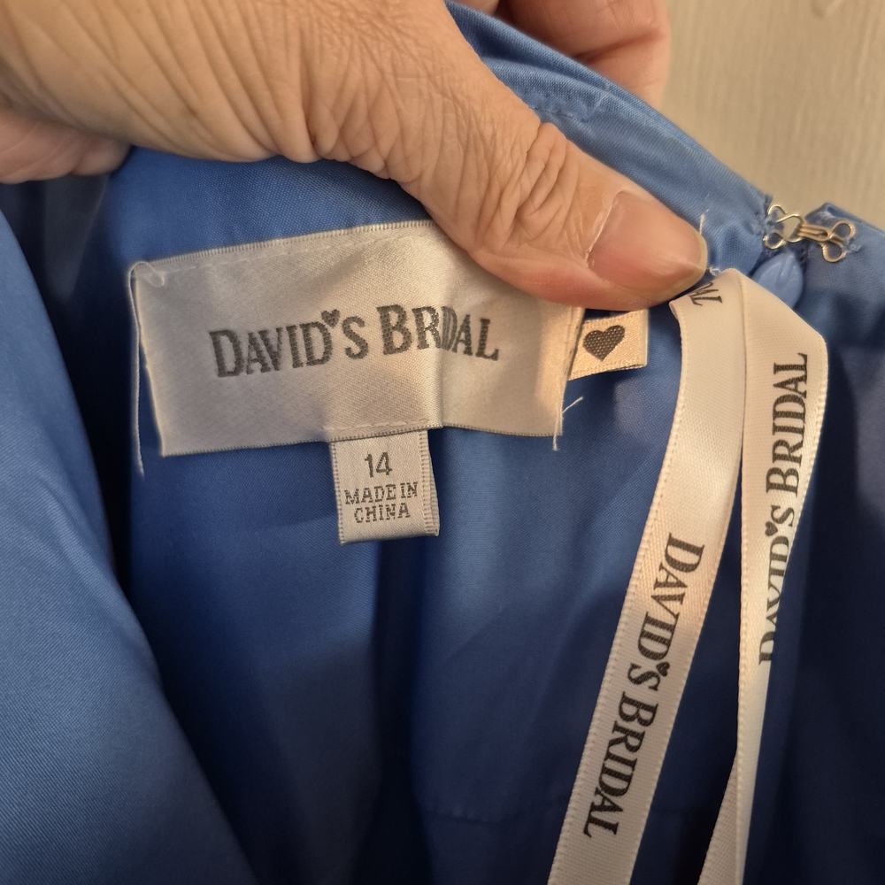 David's Bridal Elegant Blue Evening Gown - Picture 6 of 8